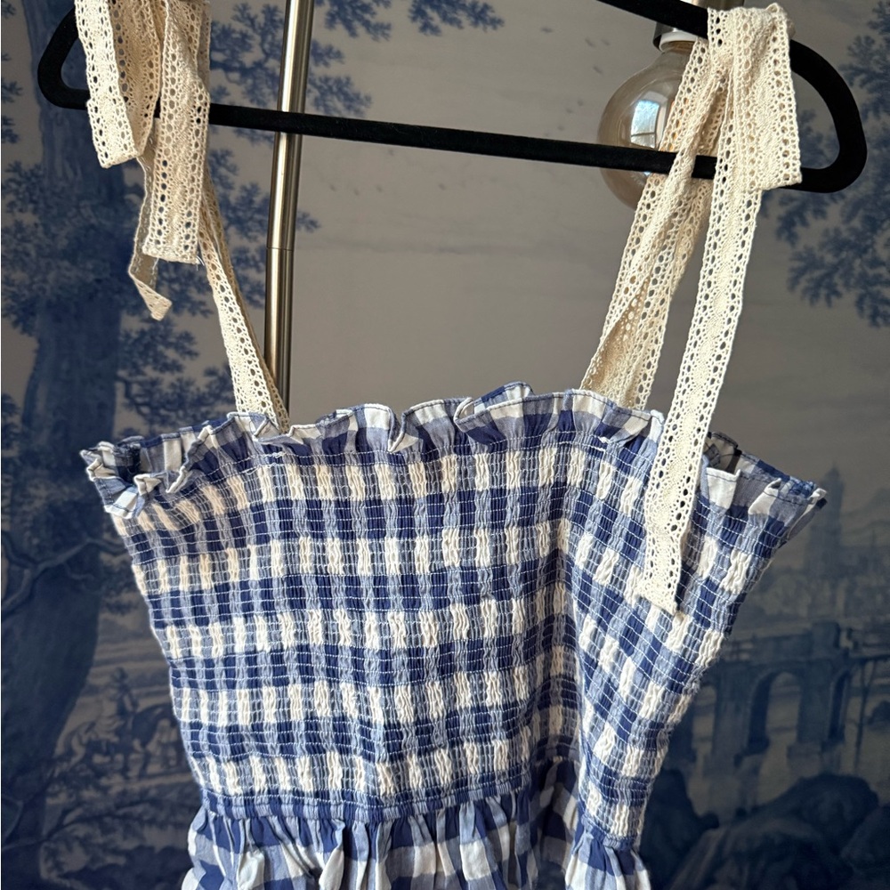 Jacquie the Label (Nordstrom Rack) Gingham Top with Lace Detail